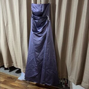 David's Bridal Strapless Satin Gown Purple